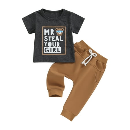 Qtinghua Infant Toddler Baby Boy Summer Outfits Short Sleeve Bear Letter Print T-Shirt Tops+Pants Clothes Dark Gray 6-12 Months
Qtinghua Infant Toddler Baby Boy Summer Outfits Short Sleeve Bear Letter Print T-Shirt Tops+Pants Clothes Dark Gray 6-12 Months