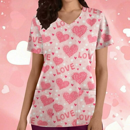 Valentines Day Gifts for Her UHEOUN Womens Tops Valentines Scrubs for Women Fashion Women Short Sleeve V-Neck Printing Blouse Causal Pullover Pocketss Tops End of Year Clearance
Valentines Day Gifts for Her UHEOUN Womens Tops Valentines Scrubs for Women Fashion Women Short Sleeve V-Neck Printing Blouse Causal Pullover Pocketss Tops End of Year Clearance