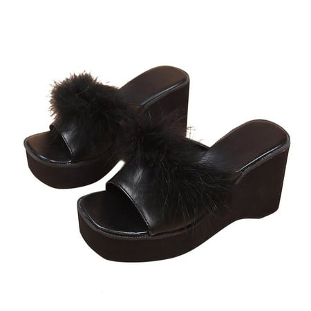 Summer Saving Clearance! Kukoosong Womens Wedge Sandals Womens Wedge-Heeled Plush Slippers High-Heeled Shoes Platform Beach Sandals Women Black 41
Summer Saving Clearance! Kukoosong Womens Wedge Sandals Womens Wedge-Heeled Plush Slippers High-Heeled Shoes Platform Beach Sandals Women Black 41