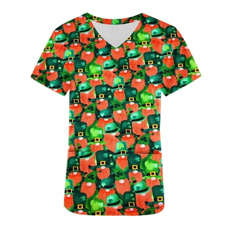 St. Patricks Day Nurse Uniforms for Women Funny Graphic V Neck Scrub Tops Short Sleeve Slim Workwear Tee with Pockets
St. Patricks Day Nurse Uniforms for Women Funny Graphic V Neck Scrub Tops Short Sleeve Slim Workwear Tee with Pockets