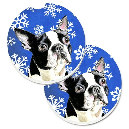 Carolines Treasures SC9360CARC Boston Terrier Winter Snowflakes Holiday Set of 2 Cup Holder Car Coasters Large
Carolines Treasures SC9360CARC Boston Terrier Winter Snowflakes Holiday Set of 2 Cup Holder Car Coasters Large