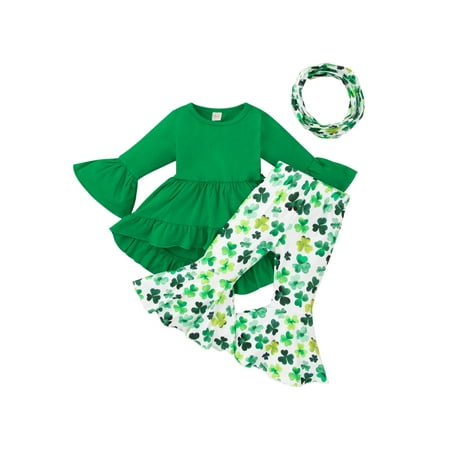 EYIIYE Toddler Girl St Day Outfit Clover Flare Long Sleeves Ruffle Tunic Dress Tops Bell Bottom Pants Sets
EYIIYE Toddler Girl St Day Outfit Clover Flare Long Sleeves Ruffle Tunic Dress Tops Bell Bottom Pants Sets