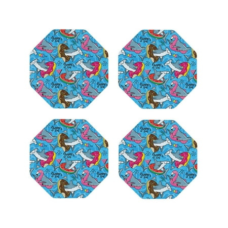 Pofeuu Sharks Summer Print Coasters for Drinks 4Pack PU Leather Coasters Bar Drink Coasters for Tabletop Protection Furniture from Damage-Octagon
Pofeuu Sharks Summer Print Coasters for Drinks 4Pack PU Leather Coasters Bar Drink Coasters for Tabletop Protection Furniture from Damage-Octagon