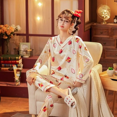PIKADINGNIS Pajamas for Women Autumn New Womens Silk Long Sleeve Loose Print Christmas Women Sleepwear Set Long Pants Home Clothes
PIKADINGNIS Pajamas for Women Autumn New Womens Silk Long Sleeve Loose Print Christmas Women Sleepwear Set Long Pants Home Clothes