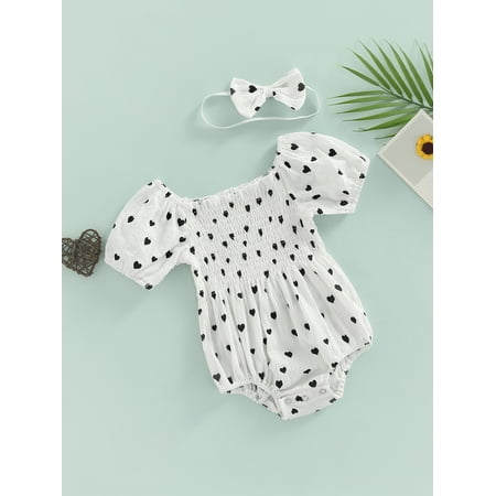Summer Newborn Baby Girls Clothes 1T 2T Cotton Puff Short Sleeve Off Shoulder Heart Print Elastic Rompers Jumpsuits Headband Outfits
Summer Newborn Baby Girls Clothes 1T 2T Cotton Puff Short Sleeve Off Shoulder Heart Print Elastic Rompers Jumpsuits Headband Outfits