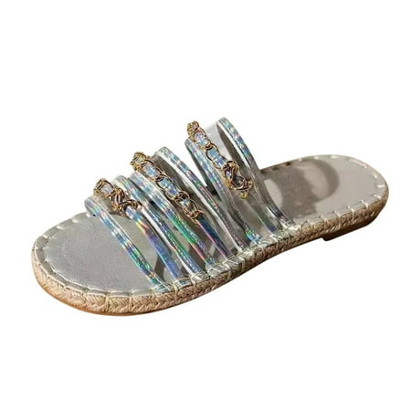nsendm Female Shoes Adult Womens Christmas Slippers Metal Chain Decorative Round Top Thick Bottom Straw Sandals Womens Closed Back Slippers Silver 7.5
nsendm Female Shoes Adult Womens Christmas Slippers Metal Chain Decorative Round Top Thick Bottom Straw Sandals Womens Closed Back Slippers Silver 7.5