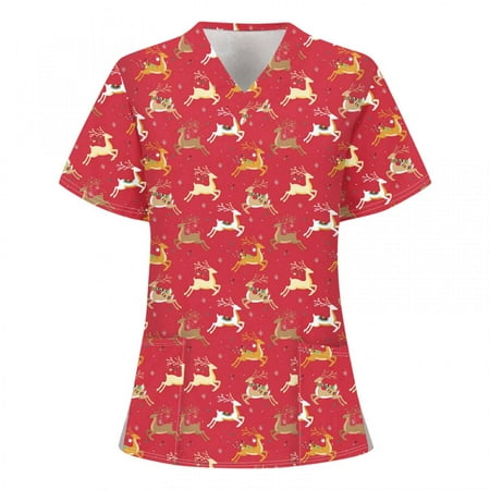 Alueeu 2022 Womens Summer Tops Casual Print V-neck Nurse Uniform Short-sleeved For Nurses Red S
Alueeu 2022 Womens Summer Tops Casual Print V-neck Nurse Uniform Short-sleeved For Nurses Red S
