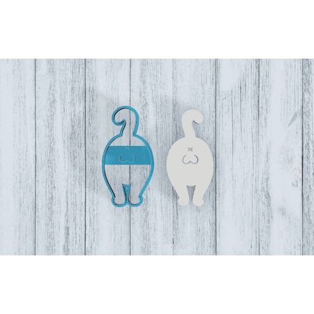 Cat Butt with Balls Cookie Cutter - Sugar Cookie - Fondant - Clay (1012)