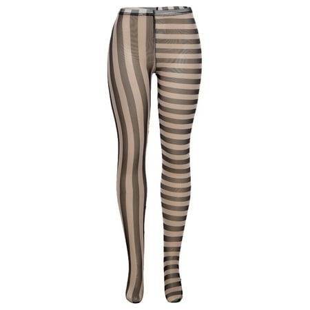 hirigin Women Sexy See-through Pantyhose Stripe Printed Pattern Tights