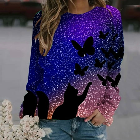 Simplmasygenix Hoodies for Women Plus Size Women s Autumn and Winter Casual Loose Cat Print Long Sleeve Round Neck Sweater
Simplmasygenix Hoodies for Women Plus Size Women s Autumn and Winter Casual Loose Cat Print Long Sleeve Round Neck Sweater