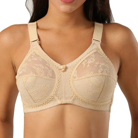 YIWEI Ladies Plus Size Firm Support Non Wired Lace Non Padded Full Cup Bra Minimiser Beige 100D/44D
YIWEI Ladies Plus Size Firm Support Non Wired Lace Non Padded Full Cup Bra Minimiser Beige 100D/44D