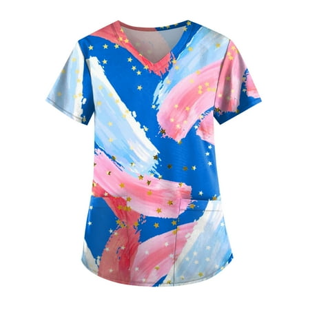 Yubatuo Independence Day Women Plus Size Scrubs Top with Pockets V-Neck Short Sleeve Printed Work Blouse for Women Blue 5XL
Yubatuo Independence Day Women Plus Size Scrubs Top with Pockets V-Neck Short Sleeve Printed Work Blouse for Women Blue 5XL