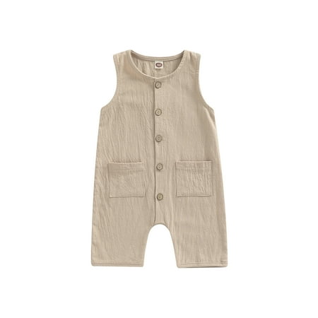 Suanret Toddler Baby Boys Girls Jumpsuit Round Neck Sleeveless Button Down One Piece Romper Bodysuit Khaki 6-12 Months
Suanret Toddler Baby Boys Girls Jumpsuit Round Neck Sleeveless Button Down One Piece Romper Bodysuit Khaki 6-12 Months