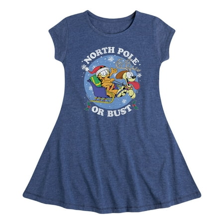 Garfield - North Pole Or Bust - Toddler And Youth Girls Fit And Flare Dress
