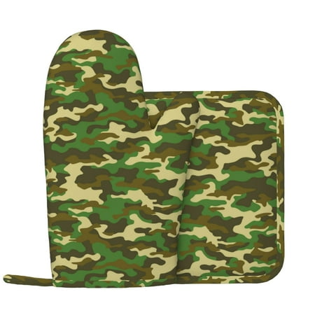 Classic Green Camo Oven Mitts and Pot Holders Sets with 1 Non-Slip Left Silicone Oven Mitts and 1 Heatproof Insulated Hot Pads for Kitchen Use in Cooking Baking Grilling
Classic Green Camo Oven Mitts and Pot Holders Sets with 1 Non-Slip Left Silicone Oven Mitts and 1 Heatproof Insulated Hot Pads for Kitchen Use in Cooking Baking Grilling