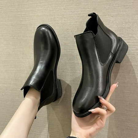 ERTUTUYI Fashion Women Artificial Leather Solid Color Autumn Thick Sole Square Heels Slip On Short Booties Round Toe Shoes Black 37
ERTUTUYI Fashion Women Artificial Leather Solid Color Autumn Thick Sole Square Heels Slip On Short Booties Round Toe Shoes Black 37