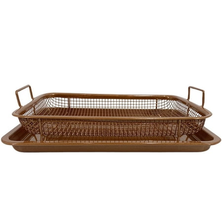 Crisper Tray for Oven | Deluxe Multi-Purpose Copper White Silver Crisper Chef Pan Sheet | Square Pan Design Oven Baking Tray with Crisping Basket for Home & Kitchen
Crisper Tray for Oven | Deluxe Multi-Purpose Copper White Silver Crisper Chef Pan Sheet | Square Pan Design Oven Baking Tray with Crisping Basket for Home & Kitchen