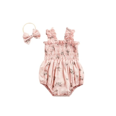 Qtinghua Newborn Baby Girls Floral Romper Summer Sleeveless Jumpsuit Straps Bodysuit with Headband Set Pink 18-24 Months
Qtinghua Newborn Baby Girls Floral Romper Summer Sleeveless Jumpsuit Straps Bodysuit with Headband Set Pink 18-24 Months