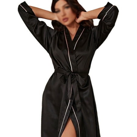 Niuer Ladies Soft Kimono Bathrobe Women Lightweight Pajamas Long Sleeve Sleepwear Lace Up Loose Robe Black S
Niuer Ladies Soft Kimono Bathrobe Women Lightweight Pajamas Long Sleeve Sleepwear Lace Up Loose Robe Black S