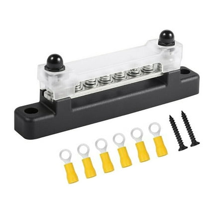 Single Row Bus Bar with 6 M4 Screw Terminals Bus Bar Box 12V-48V DC150 A