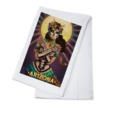 Arizona - Day of the Dead Crossbones - Lantern Press Artwork (100% Cotton Kitchen Towel)