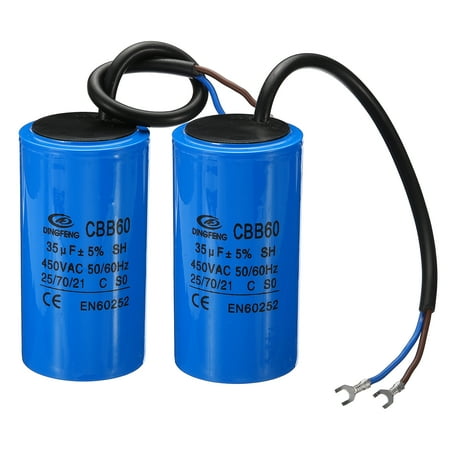 CBB60 35uF Running Capacitor 2pcs AC 450V 2 Wires 50/60Hz Cylinder 90x50mm for Motor Start
CBB60 35uF Running Capacitor 2pcs AC 450V 2 Wires 50/60Hz Cylinder 90x50mm for Motor Start
