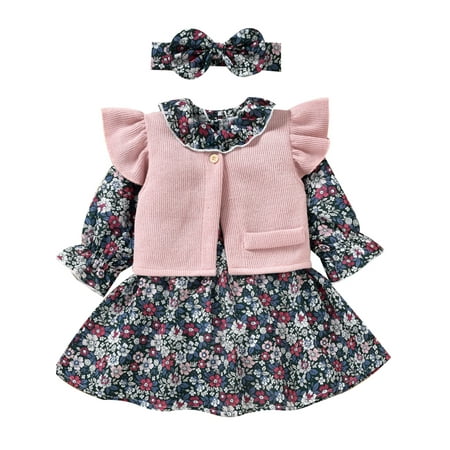 Kiapeise Baby Girl Dress Set Flower Print Long Sleeve Knitted Flying Sleeve Vest Bowknot Hairband
Kiapeise Baby Girl Dress Set Flower Print Long Sleeve Knitted Flying Sleeve Vest Bowknot Hairband