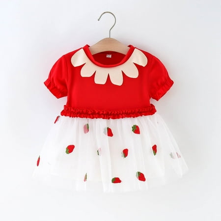 Infant Baby Girls 6M-3Y Short Sleeve Ruffles Strawberry Printed Tulle Princess Dress
Infant Baby Girls 6M-3Y Short Sleeve Ruffles Strawberry Printed Tulle Princess Dress
