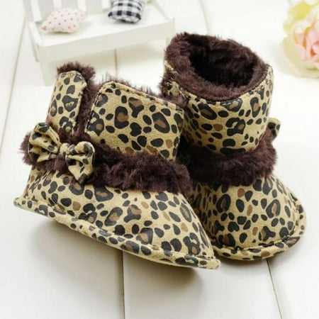 Toddler Baby Boys Girls Bowknot Snow Shoes Warm Snow Fur Boots