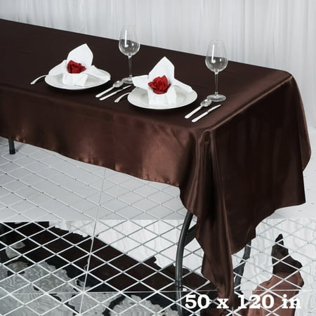 BalsaCircle 50 x 120 Chocolate Brown Rectangular Satin Tablecloth Catering