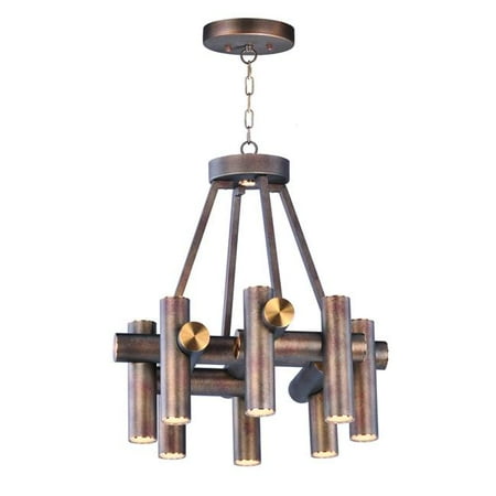Maxim 20826BZFAB Tubular 9-Light LED Pendant Bronze Fusion & Antique Brass