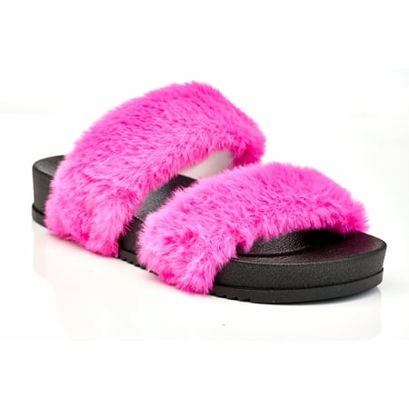 Flat Sandal for Women Heeled Open Toe Comfortable Fur Flats for Women Casual Womens Fur Sandal