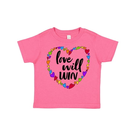 Inktastic Love Will Win- Pride Rainbow Hearts Gift Toddler Boy or Toddler Girl T-Shirt