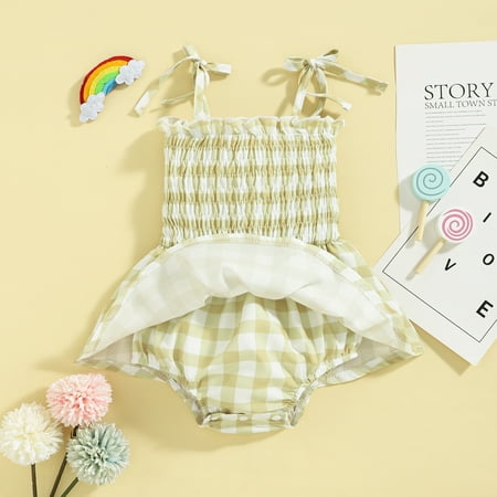 nsendm Baby Girls Floral Spring Summer Sleeveless Romper Bodysuit Clothes 18 Month Long Sleeve Shirt Girl Childrenscostume Green 9-12 Months