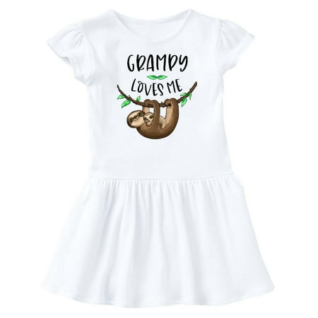 Inktastic Grampy Loves Me Cute Sloth and Baby Gift Baby Girl Dress