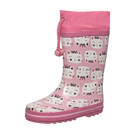 

CoXist Kid s Waterproof Rain Boots with Easy Pull Handles for Boys & Girls in Pink Cat Size 10 (Toddler)