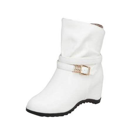 Ladies Solid Color Leather Face Belt Buckle Zipper Fashion Inner Heightening Booties
Ladies Solid Color Leather Face Belt Buckle Zipper Fashion Inner Heightening Booties