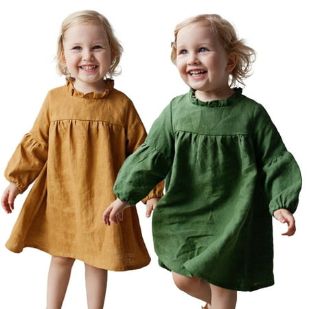 KYAIGUO Toddler Kids Girls Solid Color Dress Casual Cotton Linen Dresses Spring Fall Loose Princess Dress for 2-6 Years
KYAIGUO Toddler Kids Girls Solid Color Dress Casual Cotton Linen Dresses Spring Fall Loose Princess Dress for 2-6 Years