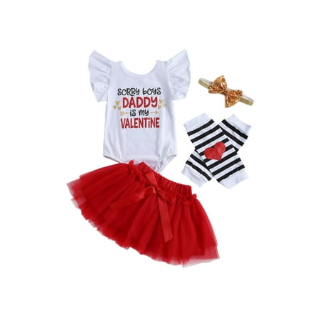 Xingqing My First Valentine s Day Baby Girl Outfit Ruffle Romper Bodysuit Tutu Skirt Love Leg Warmer Headband 4Pcs Clothes Set
Xingqing My First Valentine s Day Baby Girl Outfit Ruffle Romper Bodysuit Tutu Skirt Love Leg Warmer Headband 4Pcs Clothes Set