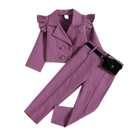Baby Girls Cute Long-Sleeved Turndown Collar Set Solid Color Shirt Tops Trousers With Waist Bag Baby Autumn Winter Fashion Suit 1-6 Years
Baby Girls Cute Long-Sleeved Turndown Collar Set Solid Color Shirt Tops Trousers With Waist Bag Baby Autumn Winter Fashion Suit 1-6 Years