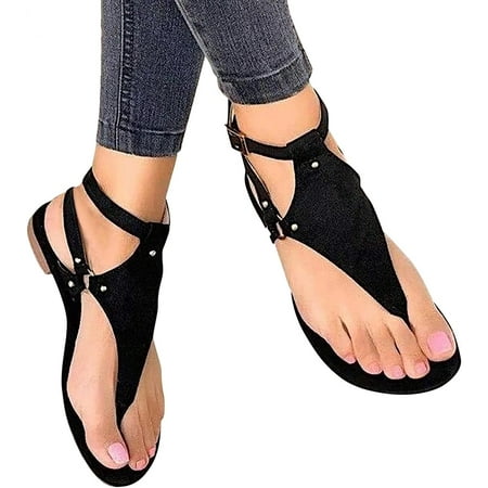 Dressy Thong Sandals for Women Open Toe Shoes Flat Beach Sandals Buckle Ankle Strap Flip Flops Shoes Retro Rome Sandals Black-flock
Dressy Thong Sandals for Women Open Toe Shoes Flat Beach Sandals Buckle Ankle Strap Flip Flops Shoes Retro Rome Sandals Black-flock