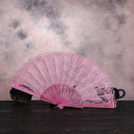 Best Chinese Style Dance Wedding Party Lace Silk Folding Hand Held Flower Fan