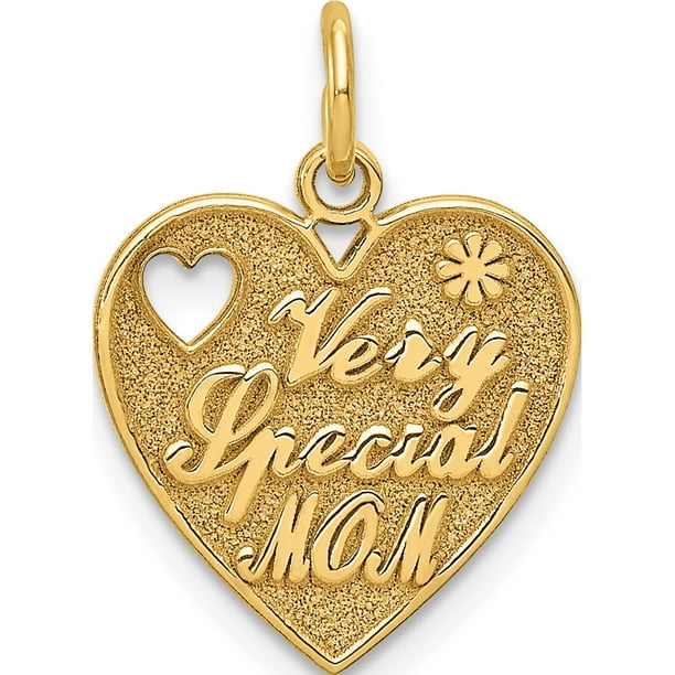 Designer 14K Yellow Gold Special Mom Charm (Length=20) (Width=14) Made In United States -Jewelry By Sweet Pea Creations