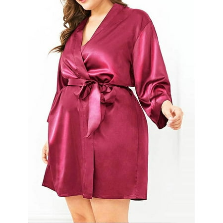 JustVH Women Plus Size Daily Nightgown Imitation Silk Bow Tie Robe Sleepwear Solid Color Pajama Dress
JustVH Women Plus Size Daily Nightgown Imitation Silk Bow Tie Robe Sleepwear Solid Color Pajama Dress
