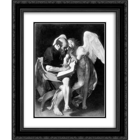 Caravaggio 2x Matted 20x24 Black Ornate Framed Art Print 'St. Matthew and the Angel'