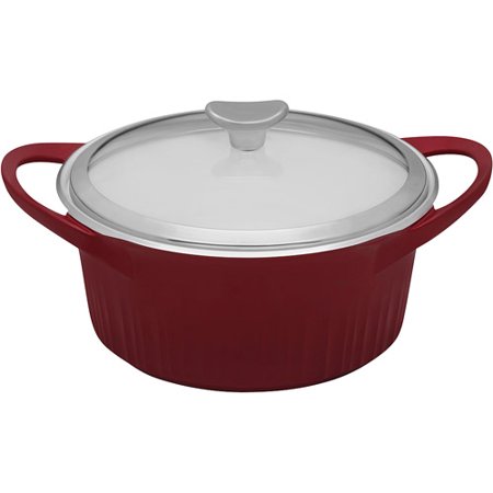 CorningWare 3.5-Quart French White Cast Aluminum Dutch Oven with Glass Cover