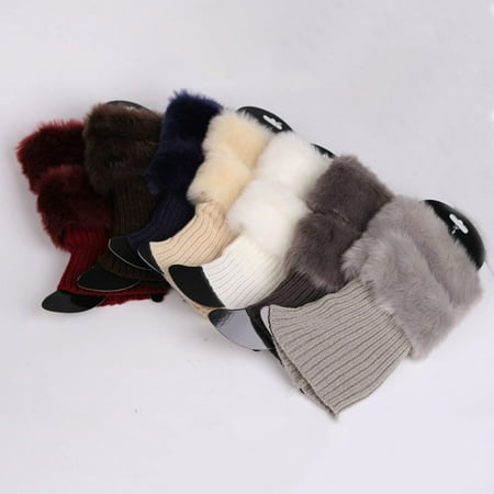 Winter Women Warm Faux Fur Crochet Knit Leg Warmers Boot Socks Toppers Cuffs