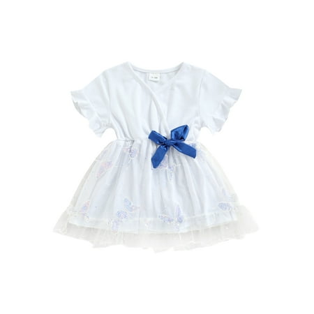 LSFYSZD Infant Baby Girl Dress Ruffle Short Sleeve V-neck Double Layer Mesh Bow Decor Butterfly Pattern One Piece Skirt
LSFYSZD Infant Baby Girl Dress Ruffle Short Sleeve V-neck Double Layer Mesh Bow Decor Butterfly Pattern One Piece Skirt