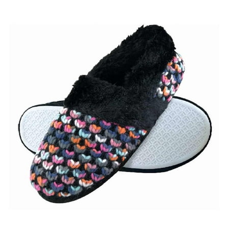 Dunlop - Ladies Cute Fluffy Plush Winter Warm Luxury Comfort Knitted House Slippers