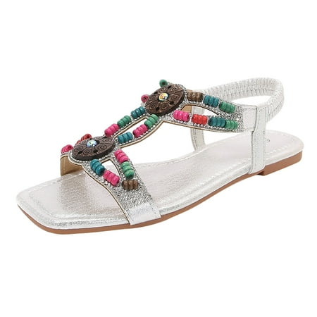 PEASKJP Sandals Women Wide Women Rhinestone Sandals T-Strap Buckle Bohemian Pearl Crystal Flat Sandals (Silver 7)
PEASKJP Sandals Women Wide Women Rhinestone Sandals T-Strap Buckle Bohemian Pearl Crystal Flat Sandals (Silver 7)